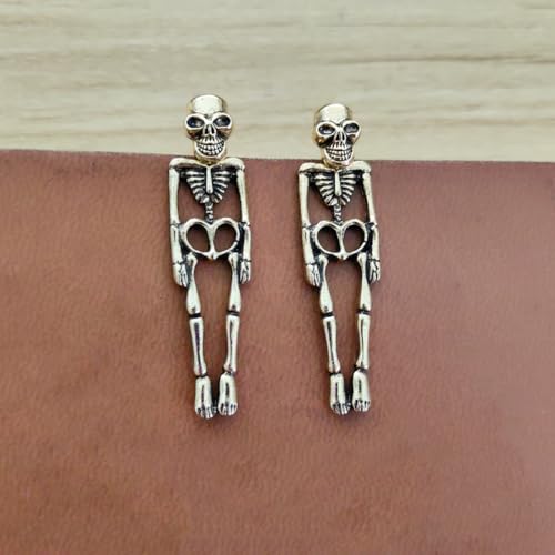 Gothic Skull Earrings Punk Skeleton Groom Bride Front Back Stud Earrings Halloween for Women Girl2