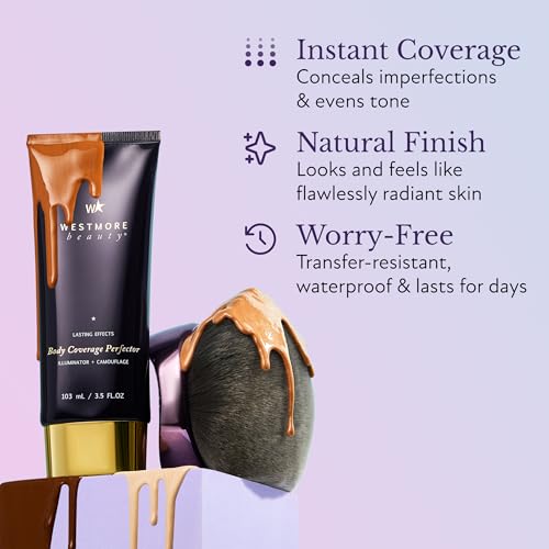 Westmore Beauty Body Coverage Perfector & Blend & Blur Body Brush Kabuki Brush - Waterproof Leg & Body Makeup - Tattoo Cover Up Makeup - 7 Oz (Light Radiance)