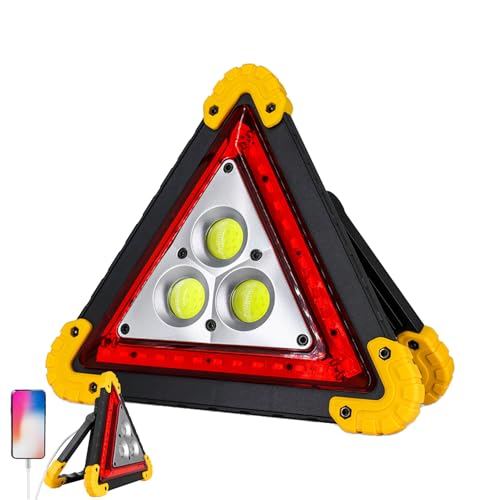 Triangle d'avertissement de sécurité à LED – Balise d'urgence pliable et étanche à charge rapide, feu de signalisation de danger portable et lumineux à haute visibilité | Dispositif de signalisation d