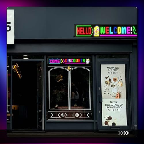 Image of Large Programmable LED Sign, P5 Resolution Indoor Store LED Sign, Bluetooth APP, for Business Retail Shop Window Display (32 inchx 6 inch)