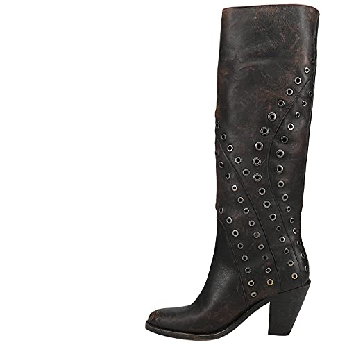 Frye & Co. Womens Mustang Grommet Tall Pull On Dress Boots Knee High High Heel 3" & Up - Black - Size 6.5 M #TOP2