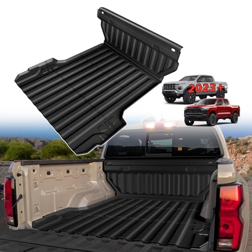 TripleAliners Truck Bed Mat Compatible with Chevy Colorado/GMC Canyon 2023 2024 2025 2026 Perfectly Flush All Weather Protection TPE Heavy Duty 5FT Bed & Cab Wall Cargo Mat (w/Cab Wall Protector)