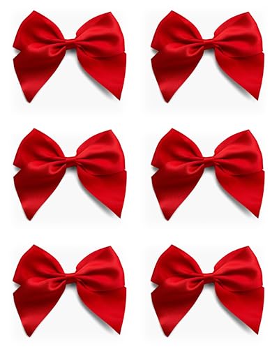 Italian Options Large Satin Ribbon Bows Self-Adhesive Fabric Bow Decorations for Gift Wrapping Hampers Cake Decoration Hair Bows Crafts Crafting Red 6 Pack 10 cm