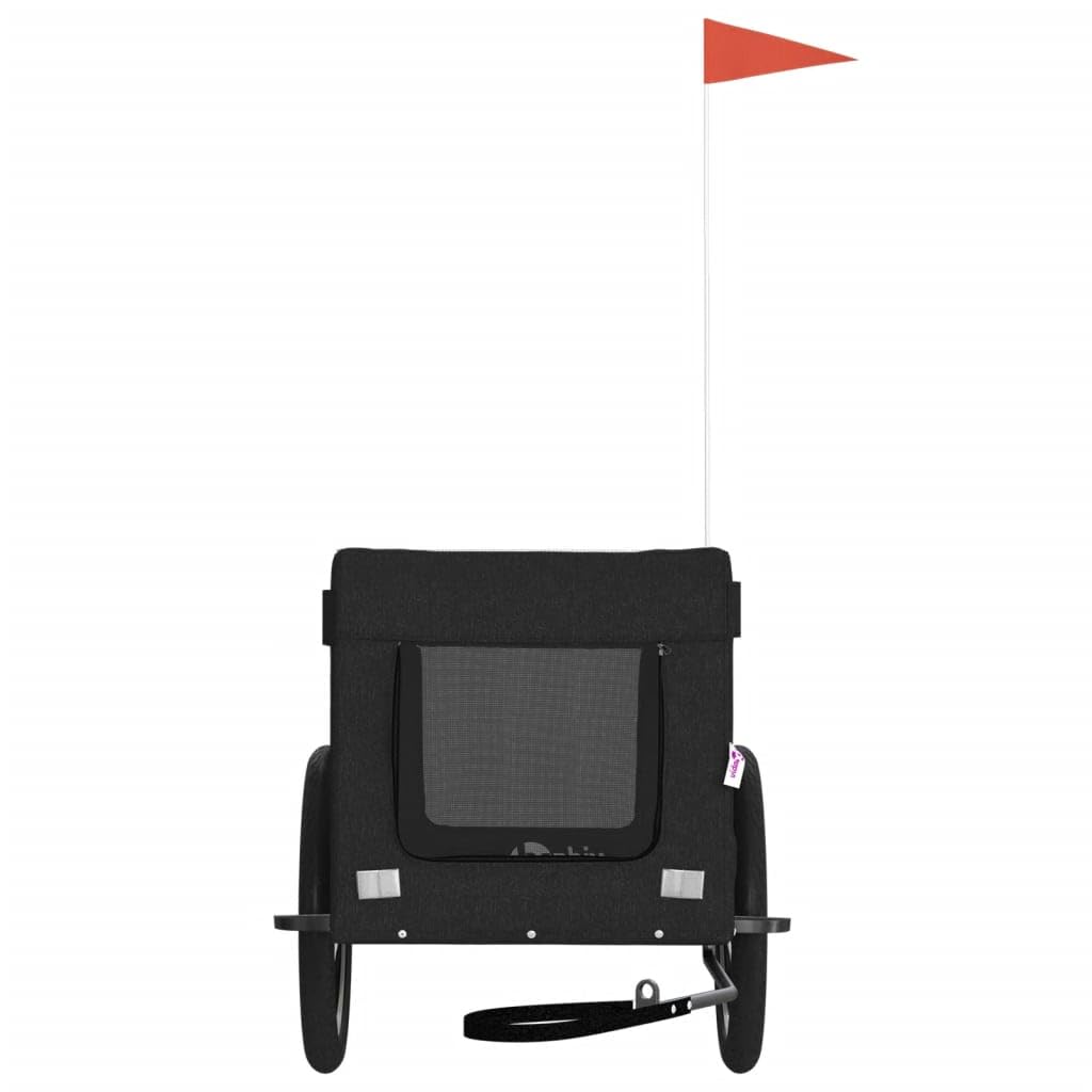 Fahrradanhänger Hunde Schwarz Oxford-Gewebe Eisen | PVC-Dach, Netzfenster, Reißverschlusstüren, Reflektoren, Flagge, 2 Räder