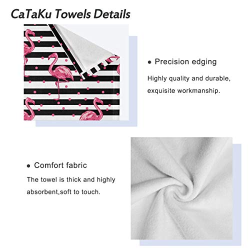Cataku Towels Set 3-Piece 3D Tropical Flamingo Towel Bathroom Sets 1 Bath Towel 1 Washcloth 1Hand Towel Stripe Polka Dot Towel Set Of 3 Soft Multifuntion For Home Kitchen Hotel Gym Swim Spa.… #TOP4