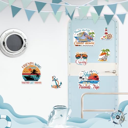 Image of Dazoratix Cruise Door Magnets Decorations - 7 Pcs Retro Friends Trip Magnetic Stickers Ship Cabin Sea Navigation Anchor Stateroom Accessories Summer Carnival Party Fridge Refrigerator Garage Car Decor
