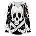 Womens Bodysuit Skull and Crossbones Art T Shirts Long Sleeve Hoodie V Neck Pullover Tops, 2026