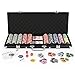 Produktbild display4top Pokerkoffer 500 Chips Laser Pokerchips Poker 12 Gramm, 2 Karten, Händler, Small Blind, Big Blind Tasten und 5 Würfel, Schwarz mit Aluminium-Gehäuse