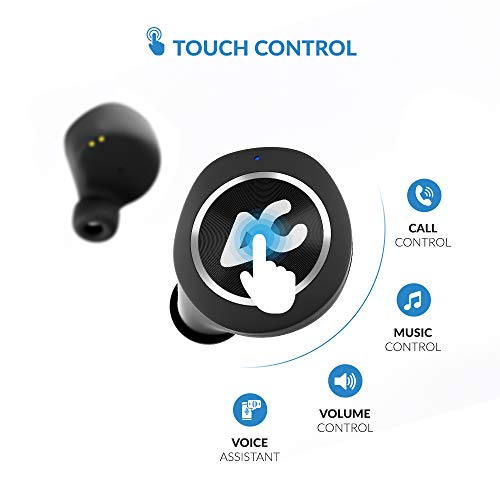 Image of AirBolt 505 True Wireless (TWS) Earbuds - Bluetooth 5.0, Full Touch Earphones, IPX5 Water Resistant, HD Stereo Sound, High Bass, InBuilt MIC, Upto 36 Hours Playtime with Charging Case (Silver + Black)