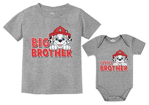 Image of Tstars Paw Patrol Marshall Big Little Brother Matching Shirts Boys Set | Soft licensed Marshall matching set; great for sibling reveal, pregnancy announcement, baby shower, brothers gift