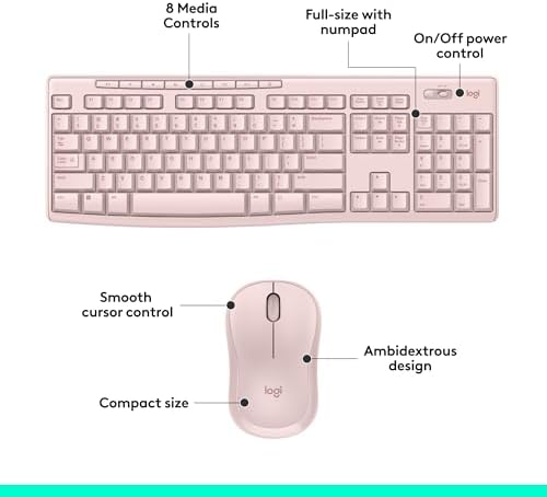 Logitech MK270 Full Size Wireless Keyboard and Mouse Combo - Rose - 5