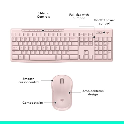 Image of Logitech MK270 Wireless Keyboard and Mouse Combo for Windows, 2.4 GHz Wireless, Compact Mouse, 8 Multimedia and Shortcut Keys, 2-Year Battery Life, for PC, Laptop - Rose
