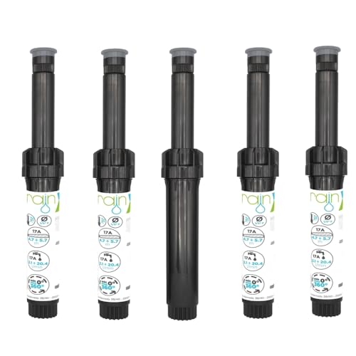 Terra Ricambi 5x Irrigatore statico pop-up S020 PRO 1/2" - Regolabile 360° - Gittata fino a 5,2m regolabile - Corpo 15cm - Alzata 10cm - Modello 15A