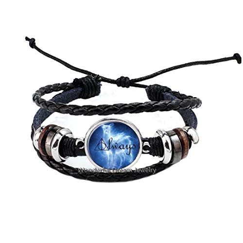 Waozshangu Always Snape Deer Bracelet Glass Bracelet,Daughter Sister Gift, College Gift, Silver Bracelet, Valentine's Day Jewelry, Always Charm Braceletï¼ŒPU164