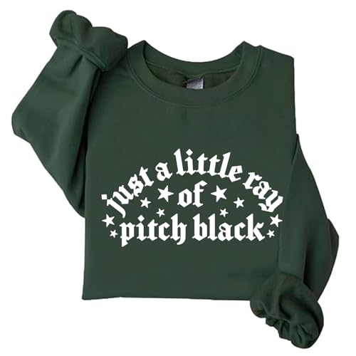Image of TONGCHEN Just a Little Ray of Pitch Black Gothic Sweatshirt Halloween Sweatshirt for Women (US, Alpha, X-Large, Regular, Regular, Army Green)