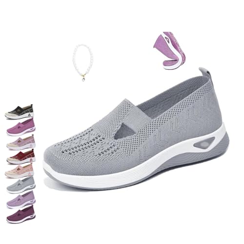 Beemoda Women's Casual Breathable Slip on Orthopedic Walking Sneakers,Orthowalkway Womens Shoes,2025 Woven Arch Support Shoes