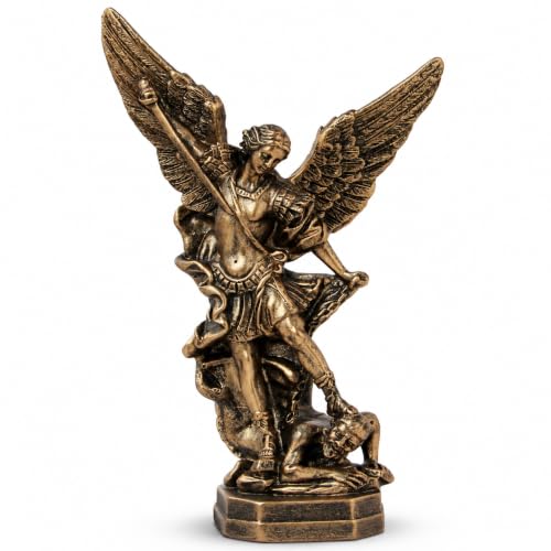 Estatua San Miguel Arcangel 8.5 pulgadas acabado bronce