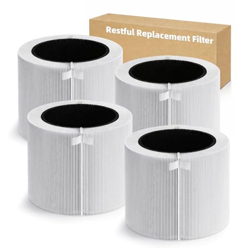 Image of 4 Pack Replacement Filters Compatible with Blueair Mini Restful Air Purifier, True HEPA High-Efficiency Activated Carbon Filter for Home Large Room