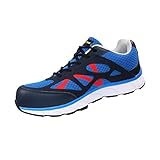 Goodyear Herren Workwear Athletic Sports Stil Composite Metall Kostenlose Sicherheit Tehe & Zwischensohle Arbeitssicherheit Trainer S1P SRA HRO, Blau / Rot, 44 EU