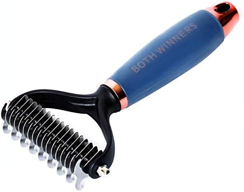 BOTH WINNERS Dematting Comb with 2 Sided Professional Grooming Rake for Cats & Dogs with Comfortable Silica Gel Handle