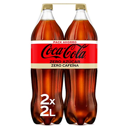 Coca-Cola Zero Azúcar Zero Cafeína, Refresco de Cola sin Azúcar, sin Calorías, sin cafeína - Pack 2 Botellas 2L