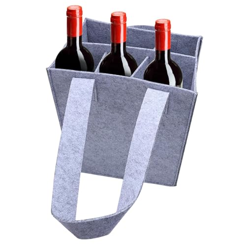 Home Storage Wine Bottle Carrier Bag,Felt Storage Tote for 6 Bottles, Portable Liquor Holder, Soft Durable Handles, Stylish Beverage Organizer,Wedding Travel Picnic Birth