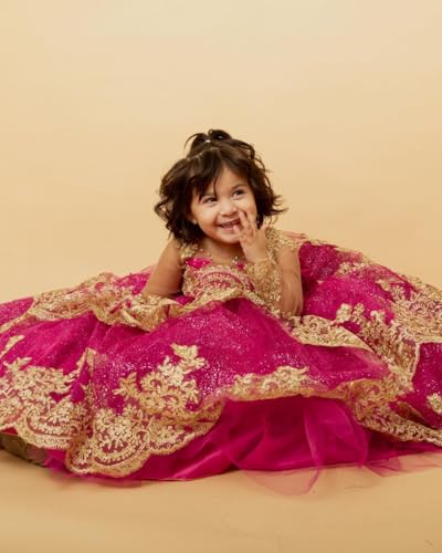 GZCYL Gala Dress for Children Hot Pink Flower Girl Dress for Wedding Birthday Party Princess Pageant Dress for Little Girls3