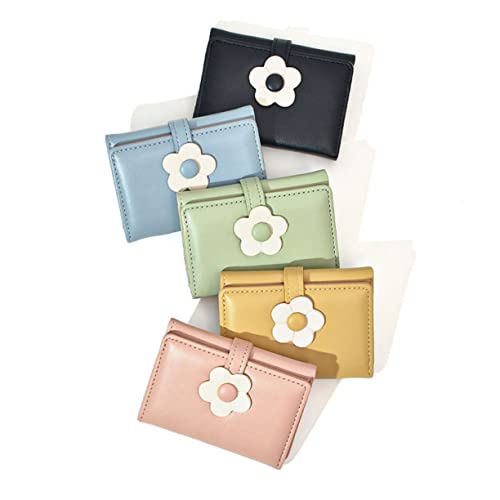 VANZACK Cute Trifold Student Wallet with Flower Pattern Lightweight PU Coin Purse for Compact Card Holder for Id and Bank Cards Stylish Korean Style Folding Wallet for Women4