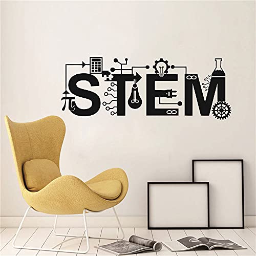 Home Interior Sticker Stem Technology Wall Art Sticker For Classroom Laboratory,Science Math Education Wall Decal School Bedroom Wall Mural Tm-70 (Black) #TOP4
