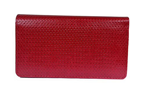 Image of Sukeshcraft Multiple Cheque Book Holder | Original PU Holds Upto 8 Cheque Books, 1 Pin-Sim Slot,14 Credit /Debit Card Slots with Matching Zipper (Pu- Cherry)
