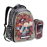 Mochila Infantil Escolar Costas Grande Menino Com Estojo Duplo Be A Hero Game Speed 2 Divisórias Bolsos Laterais Porta Garrafas (Verde Game Craft)