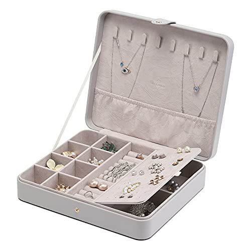 VLANDO Travel Jewelry Case, 2-Layer Jewelry Earring Box Organizer