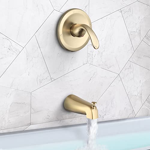 Pop Sanitaryware Tub Shower Faucet Set Brushed Gold Bathroom Dual 2 In 1 Shower Head System With Handheld, 3-Way Water Diverter Shower Trim Kit With Valve #TOP3
