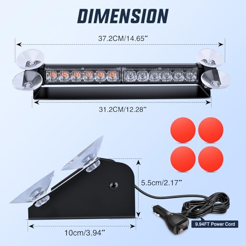 Image of Nilight 12LED Traffic Advisor Strobe Light Bar Amber Green Hazard Safety