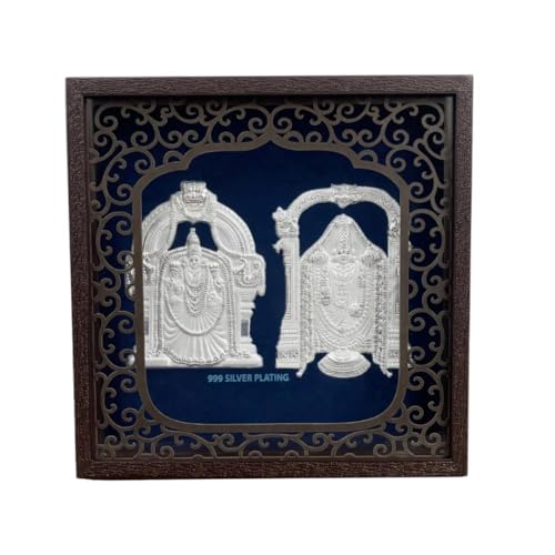 Image of Silver Plating Padmavati Balaji Frame | Divine Home Decor | Wall MountFrame for Gift, Wooden Square PhotoFrame for Temple, Office Desk | hangingframe (6.50 inch x 6.50 inch Inch)