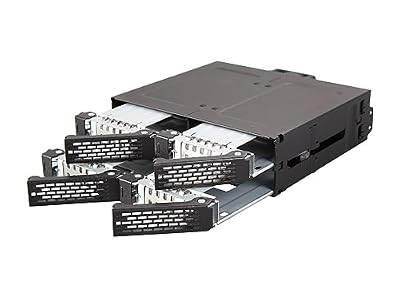ICY DOCK 4 Bay 2.5 SAS/SATA HDD/SSD Metal Mobile Rack Enclosure for 5.25" Bay (with Fan Control) | ToughArmor MB607SP-B