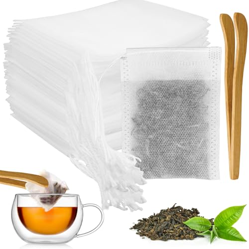 benlidoner 400 bolsas de té para té suelto, 7 x 9 cm, vacías, filtro de té, papel con cordón, para especias, vainilla, lavanda, café (blanco)