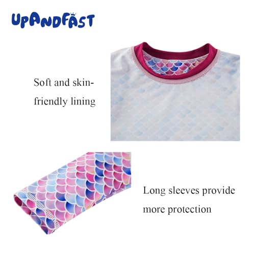 Image of upandfast Girls Rash Guard Set Long Sleeve Two Piece Swimsuit with UPF 50+ Sun Protection for Girls 3-8 Years