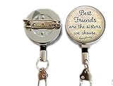 Best Friends are The Sisters we Choose, Friendship Pendant Best Friends Pendant, Quote Jewelry Friendship Necklace Keychain,Retractable Badge Holder Carabiner Reel Clip On ID Card Holders