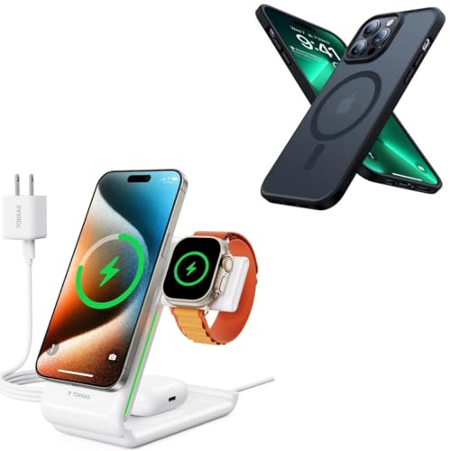 TORRAS 3 in 1 Charging Station Plus iPhone 14 Pro Max Magnetic case