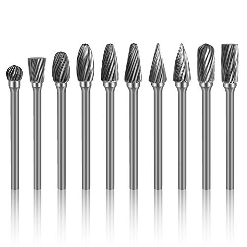 K Kwokker Tungsten Carbide Burrs 1/8 inch Diamond Files Carving Bit HRA85