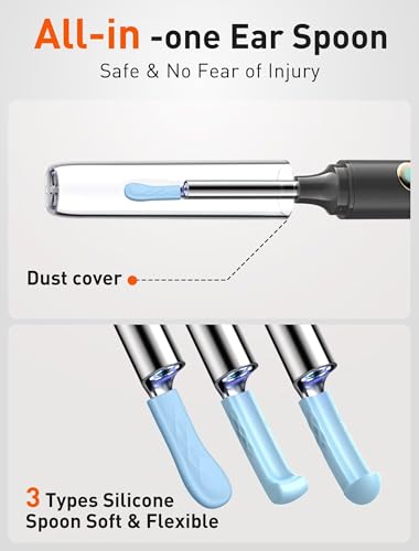 ear wax removal tool camera - ear cleaner with 1080p hd camera otoscope with light earwax removal kit with 50 replacement tips for iphone ipad android phones black