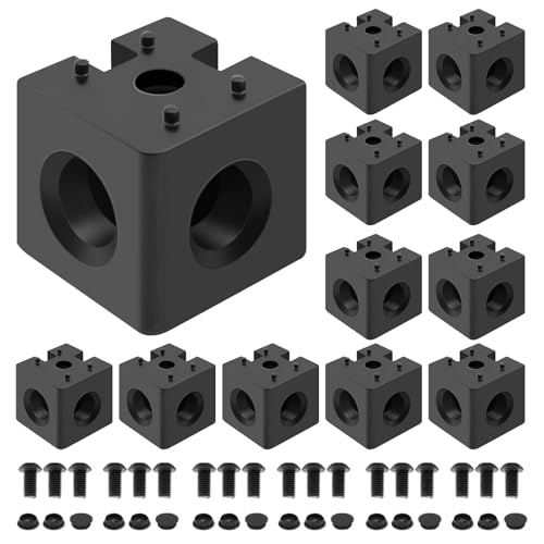 Image of 12pcs 4040 3-Way Corner Cube 4040 Extrusion Hardware T-Slot V-Slot Accessories with Screws and Nuts for 4040 Aluminum Extrusion Connector 3D Printer Accessories Black
