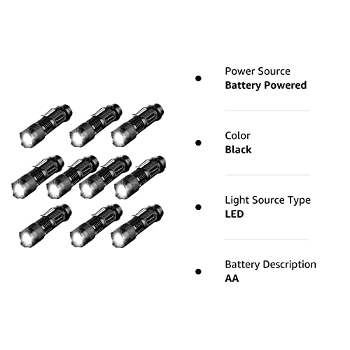 10 Pack Mini Flashlights Small Led Flashlight 300 Lumen Portable Tactical Zoomable Pocket Torch Lantern Adjustable Focus Light For Kids Child Camping Emergency Travel Hiking Torch Light #TOP7