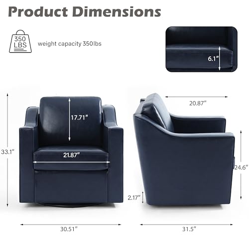 UIXE Faux Leather Swivel Accent Chairs Set of 4, Modern Armchair, Navy