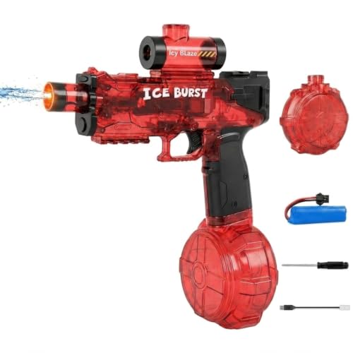 Electric Water Gun for Adults Kids, Automatic Water Guns 32FT Long Range, LED Light Watergun, Squirt Gun for Summer Outdoor Water Toys Pool Beach Party Water Blaster Gift for Boys Girls, Red