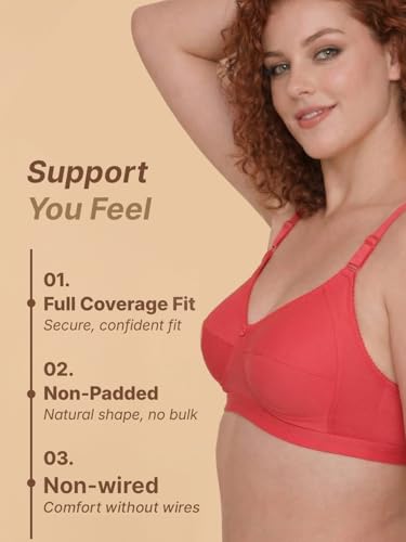 Image of INKURV Full Coverage Cotton Bra for Heavy Bust| Minimizer Bra for Women| Anti-Sagging Breast Lift Up| Non-Wired| Non-Padded Daily Use Bra for Ladies