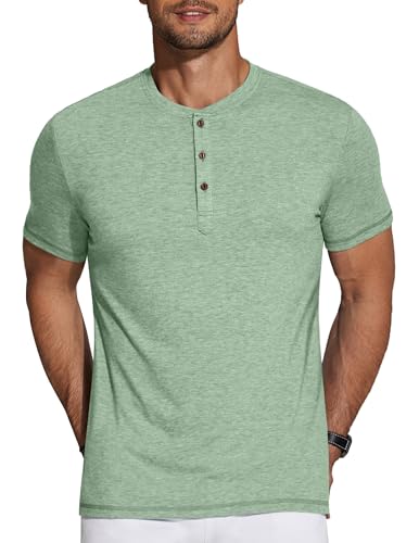 Image of COOFANDY Men's Henley Shirts Short Sleeve Casual Basic Tee Summer Button Henley Soild T Shirts