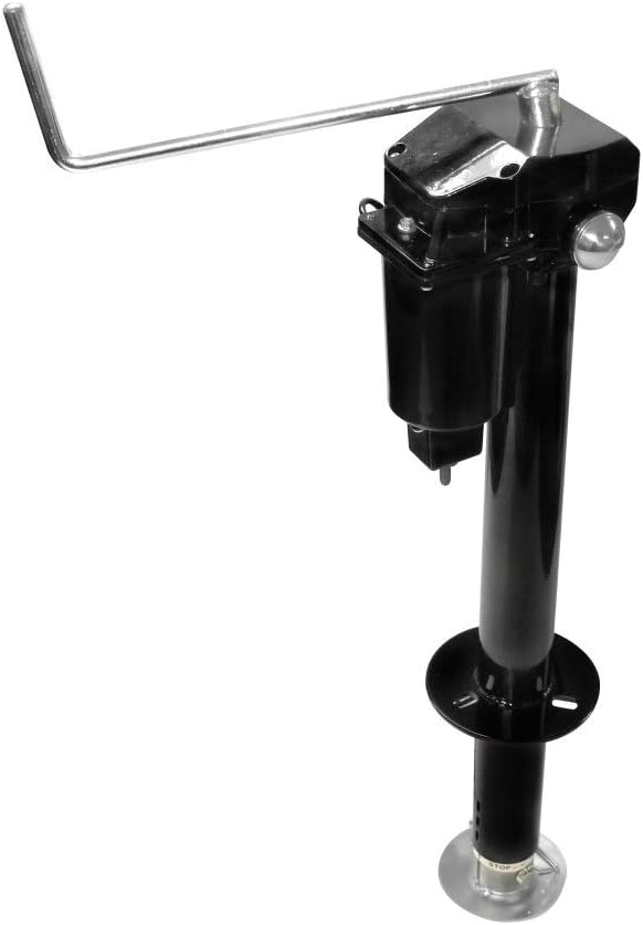Quick Products JQ-3000 Power A-Frame Electric Tongue Jack with LED Work Light and Permanent Ground Wiring for Camper Trailer, RV, Ice House - 3,250 lbs. Lift Capacity