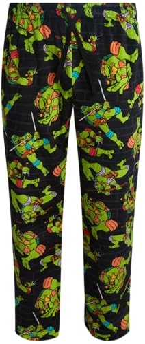COCO BRANDS Teenage Mutant Ninja Turtles Mens Pajama Pants - All Over Print Elastic Waistband Sleepwear for Men & Women, Size Large, Green Brick Wall Mutant Ninja Turtles
